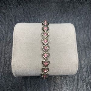 Cookie Lee Bracelet - Hearts with pink crystals